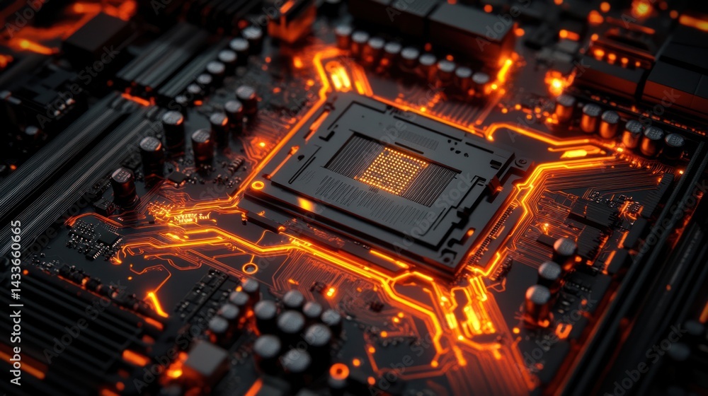 Aufkleber motherboard glows with circuitry in dim light for server parts & computer builds