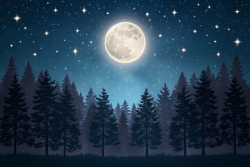 Moonlit Forest Scene