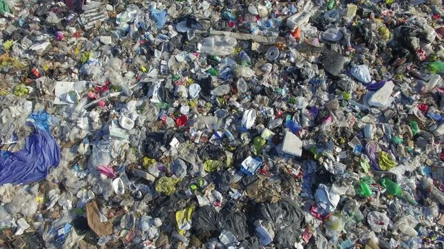 Aerial of large landfill full of trash in northern Canada