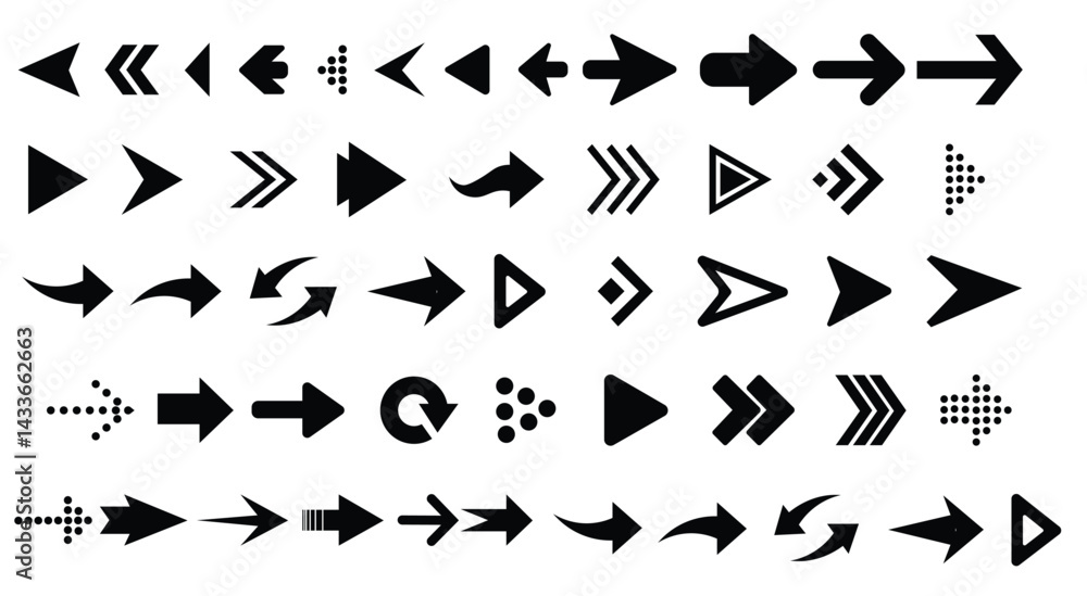 Aufkleber set arrow icon. collection different arrows sign. black vector arrows