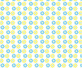 Seamless pattern of colorful flowers Vector Floral with blue and yellow flower design for background,  wallpaper, clothing ,fabric
.vector illustration.