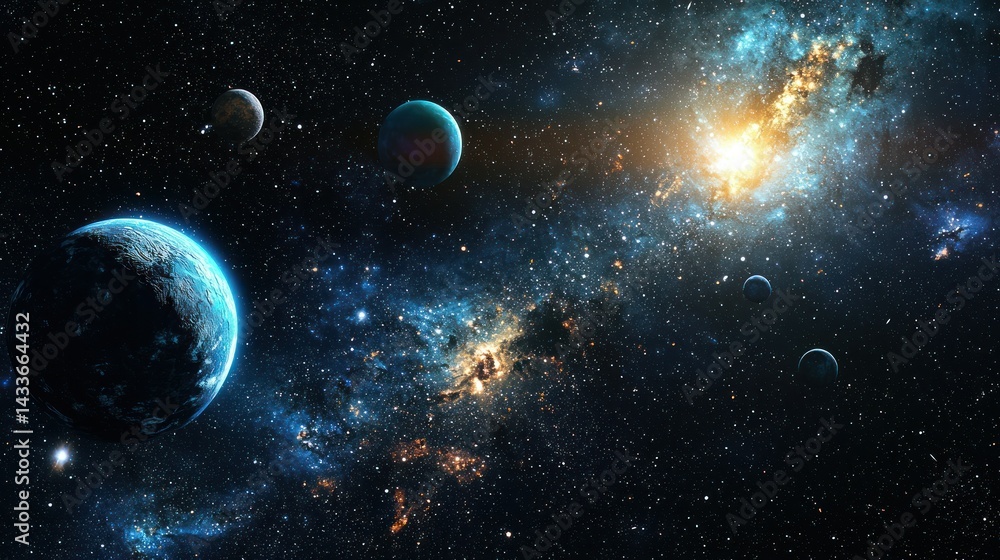 Poster ai-powered intergalactic space map displaying habitable exoplanets