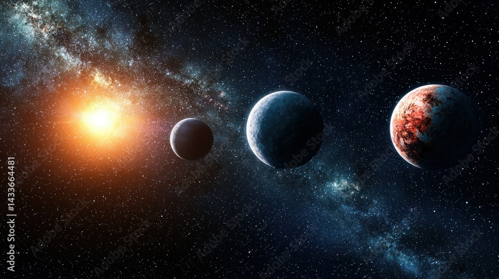 Poster ai-powered intergalactic space map displaying habitable exoplanets