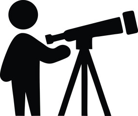 Person stargazing using a telescope