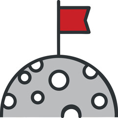 Astronaut Landing On Mars Holding Flag. star and planets on galaxy background. Flat style vector illustration