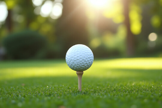 golf ball on a tee in the grass 2