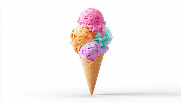 D&eacute;licieux cornet de glace sur fond blanc