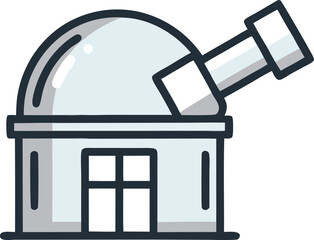 Observatory dome in black and white flat design