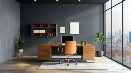 Modern Home Office with City View