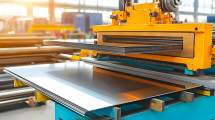 Industrial Metal Cutting Machine Operating On Sheet Metal