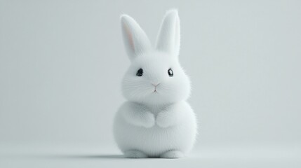 Obraz premium White Cute Bunny Rabbit Isolated on a White Background