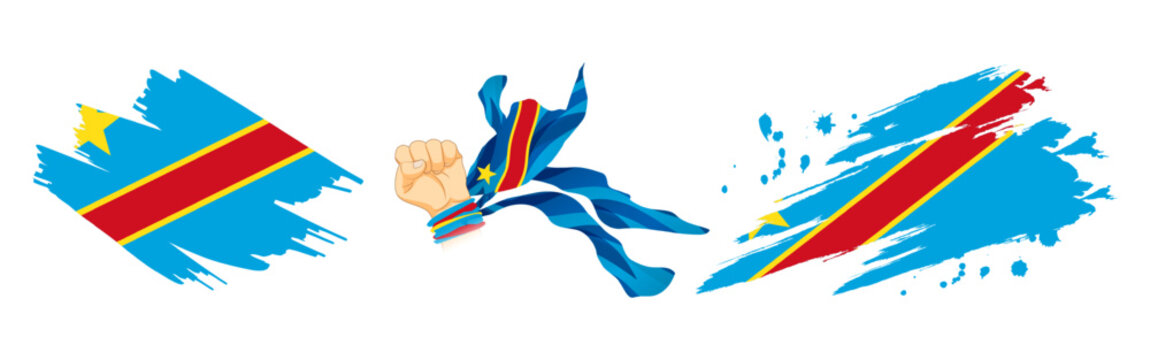 Vector illustration of Democratic Republic of the Congo flag composition on transparent background