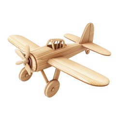 Wooden Toy Airplane Model for Kids, Natural Finish, Perfect for Imaginative Play and Decor on transparent background