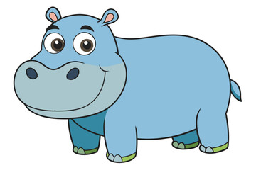 Illustration of Hippopotamus standing isolated