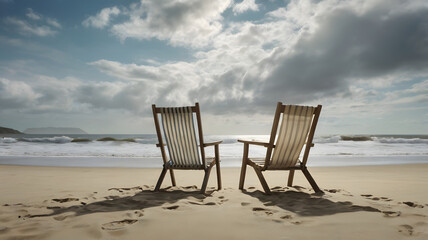 Oceanfront Serenity Two Chairs Facing the Sea