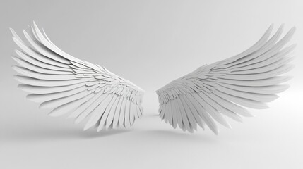 Fototapeta premium Elegant White Wings Isolated on White Background for Design Projects