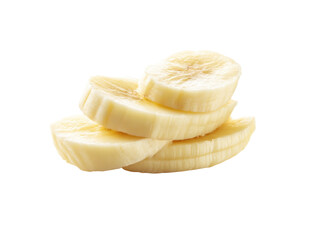 Freshly Sliced Bananas on a White Background for Healthy Snacking and Recipes on transparent background