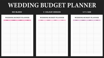 Wedding Budget Planner, kdp interior, page,