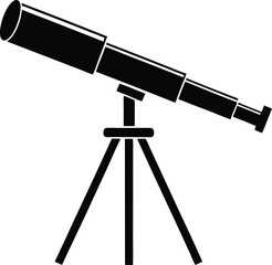 telescope astronomy silhouette icon  black