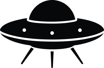 Ufo icon. Flying saucer. Black silhouette. Side view. Vector simple flat graphic illustration. The isolated object on a white background. Isolate.