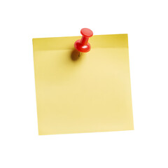 A blank yellow sticky note pinned to a white wall, ready for your message.