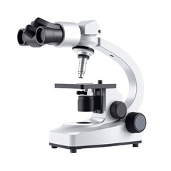 Microscope isolated on a transparent background for scientific research and experiments
