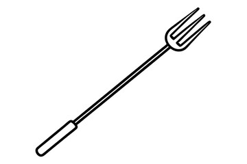 Barbecue Fork Line Art Vector Illustration
