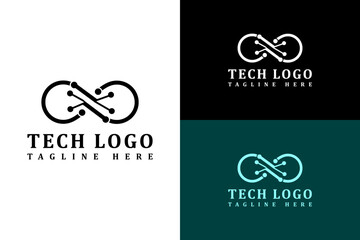 bold lines infinity digital design illustration, abstract, vector logo for automation, artificial intelligence, data transfer, data center, database, internet of thing, cloud computing, and more