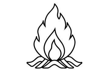 Campfire Flame Line Art Vector Illustration