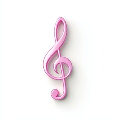 Obraz premium Pink treble clef musical note isolated on white background