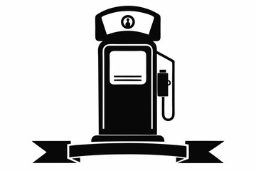  Gas Pump With Banner Silhouette Vector Illustration