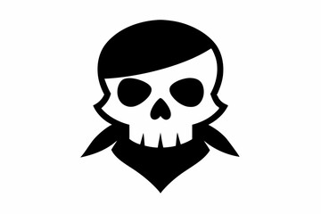 Skull With Flag Bandana Silhouette Vector Illustration
