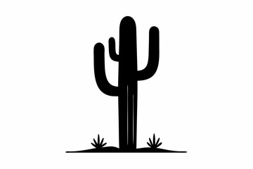 Saguaro Cactus Silhouette Vector Illustration