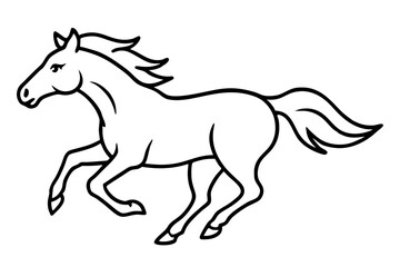 Wild Mustang Running Line Art Vector Illustration