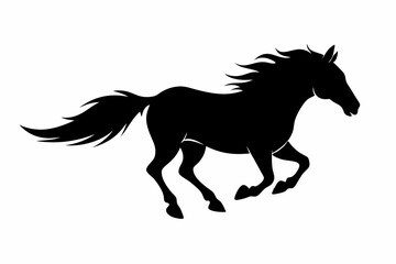 Wild Mustang Running Silhouette Vector Illustration