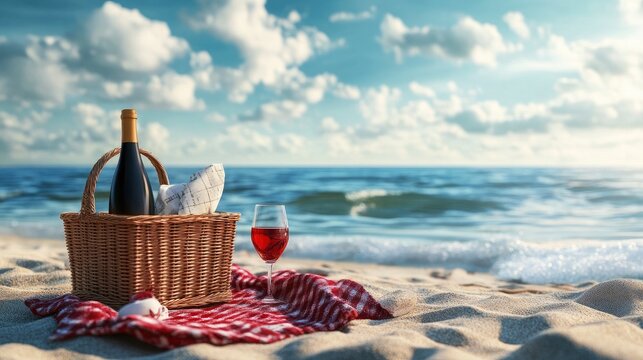 Picnic with Wine at Beach