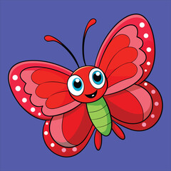 Red butterfly vector art illustration.