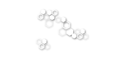 Abstract white and grey hexagon technology geometric pattern concept white background. Use for template, wallpaper, website vector illustration.	