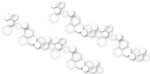 Minimalist High-Tech Concept Featuring a Seamless White and Grey Hexagon Grid Pattern, Perfect for Backgrounds, Web Design, and Innovative Digital Illustrations	