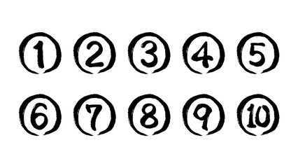 Obraz premium 円に入った数字の1から10の手描きイラストセット