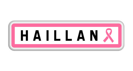 Panneau de sortie de Haillan, Nord, Hauts-de-France avec Ruban Octobre Rose