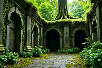 Fototapeta premium Moss Covered Ruins Time-Lapse