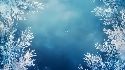 Frosty Winter Branches Background.