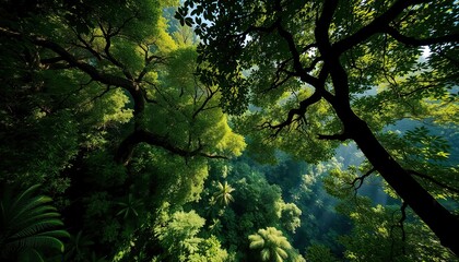 Fototapeta premium Lush Canopy Sunlight Forest Trees Nature