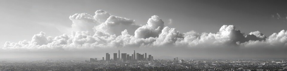Fototapeta premium Winter Clouds. Soft Grey Clouds Covering the Los Angeles Sky