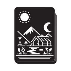 Flashcards Silhouette Vector Illustration, Solid White Background.