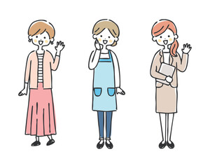 女性と主婦とビジネスウーマンのイラスト