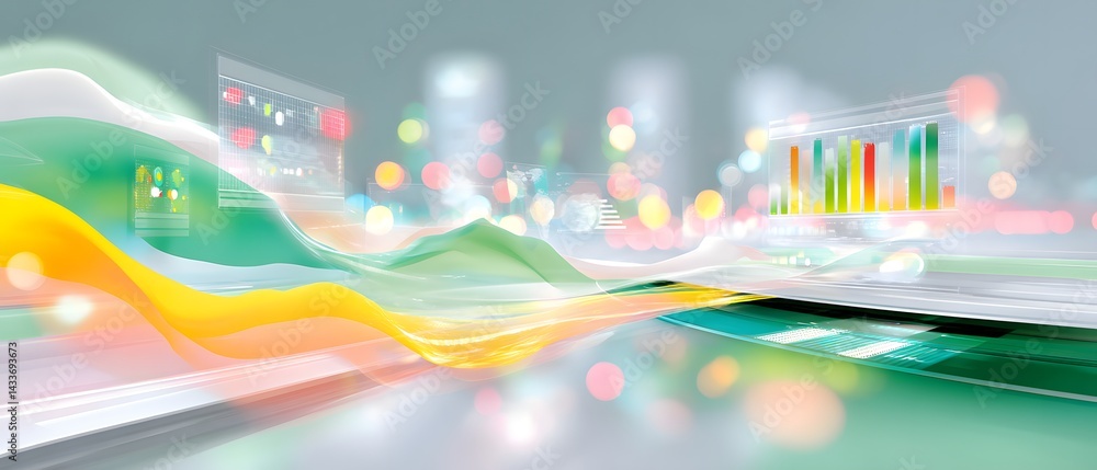 Poster innovative healthcare solutions transparent touchscreen interface displaying biotech progress in a d