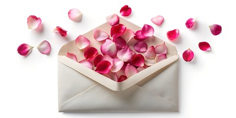 floating envelope with card and rose petals