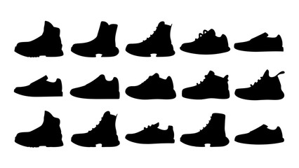 set of shoe silhouette vector on tranparent background